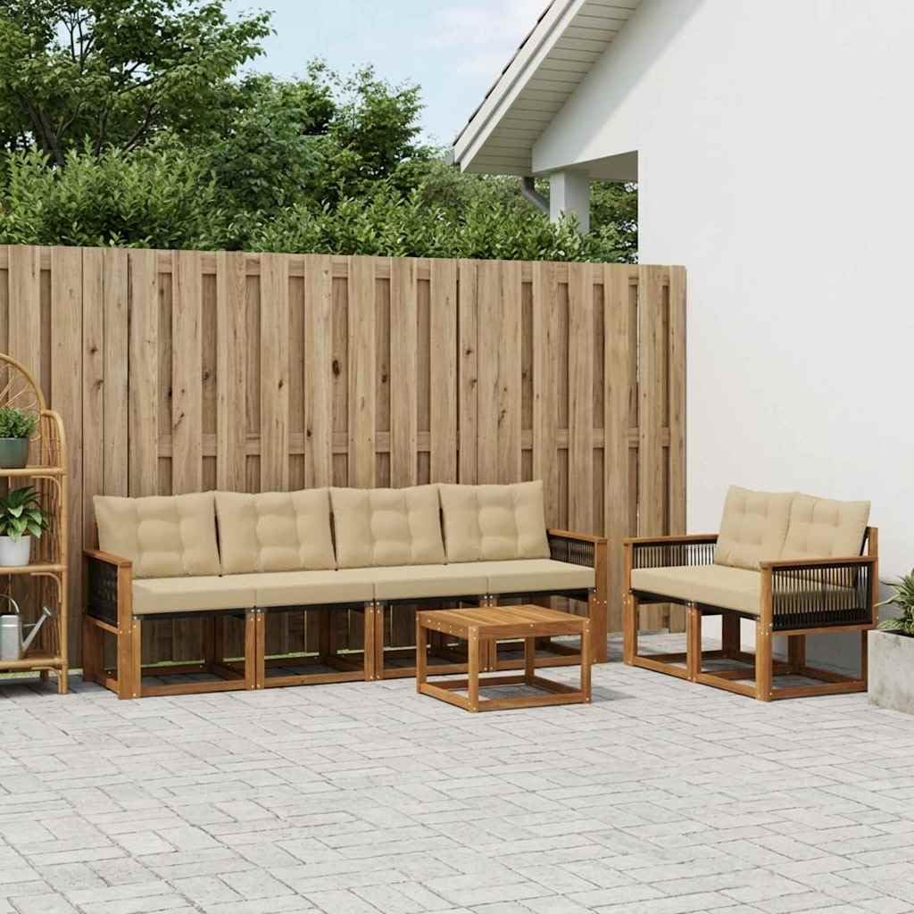 Fengshui 7-częściowy zestaw ogrodowy z drewna akacjowego, kolor naturalny beżowy