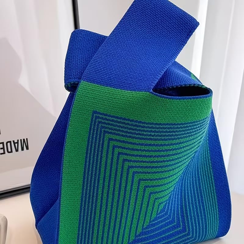 Image of Kawn Crochet Wrist Handbag for Women Wristlet Sleeve Knot Pouch Portable knitted breathable lightweight foldable Casual Small Purse Cute Tote Bag For Shopping, Dating, Travel
