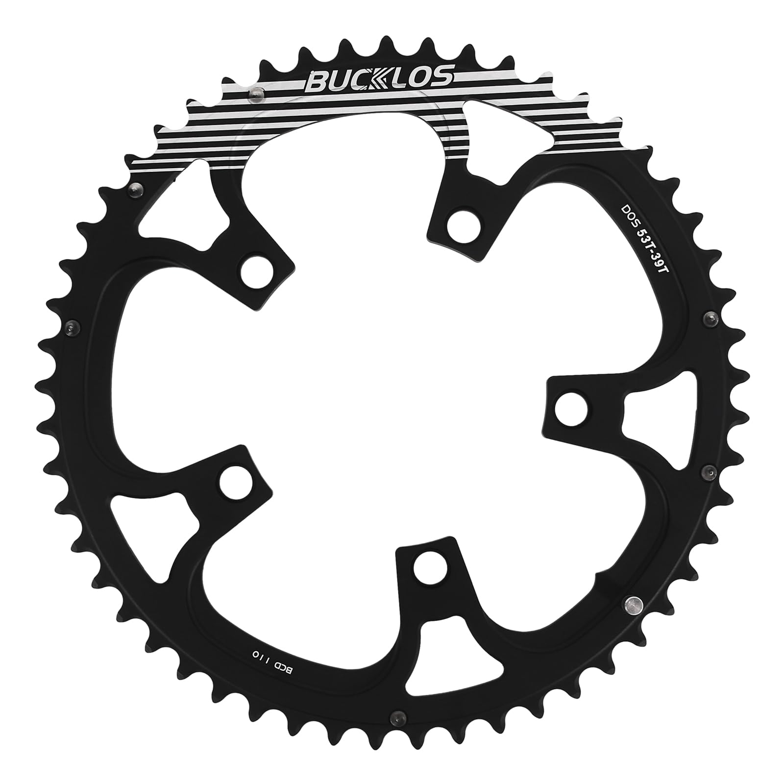 BUCKLOS 110BCD Bike Chainring Set with Pin, Double Round 5 Bolts Aluminum Chainring 50T 34T 52T 36T 53T 39T for Road Bike Bicycle Fits 8 9 10 11 Speed Chains