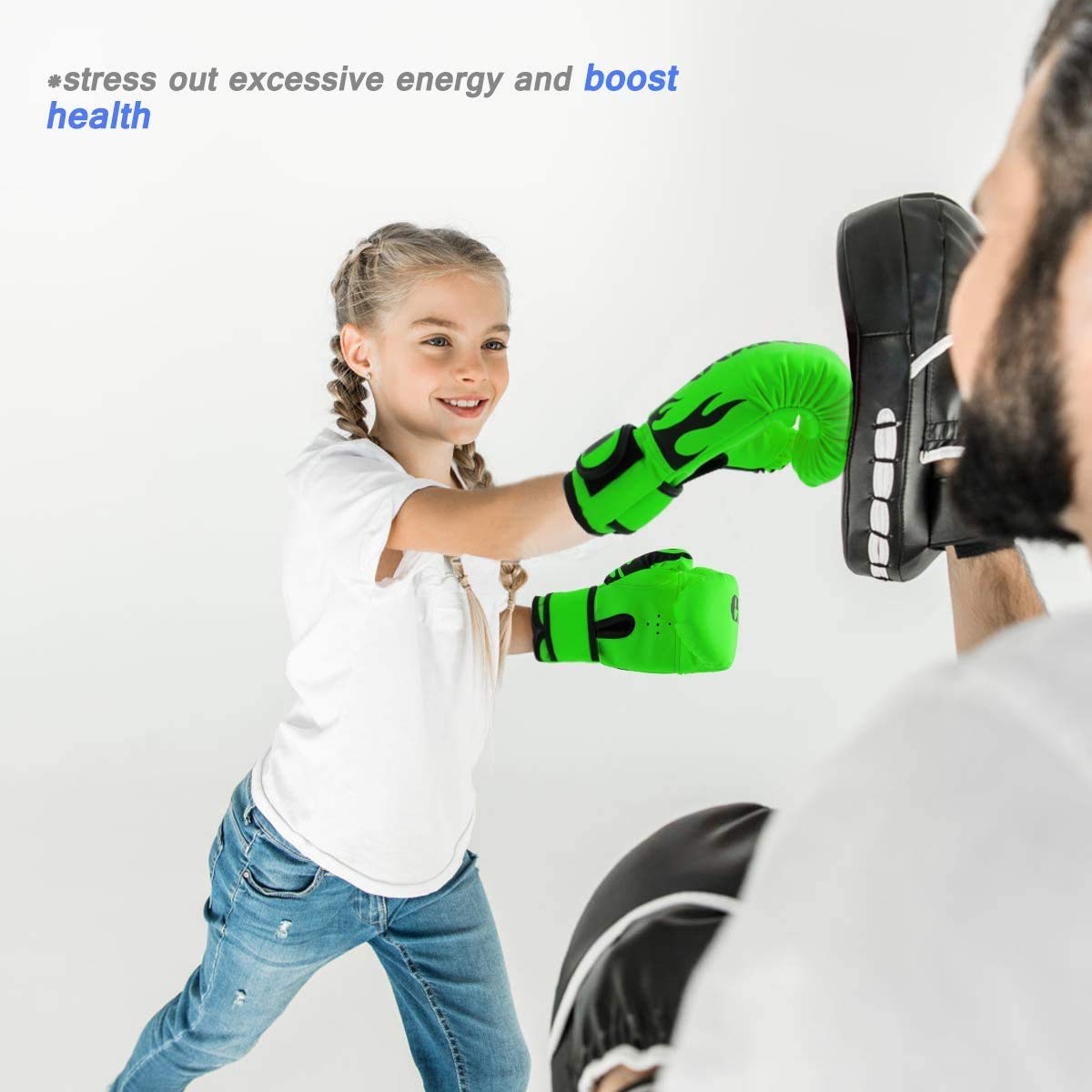 GROOFOO Guantoni da Boxe per Bambini 4oz 6oz Guanti da Boxe Sparring Allenamento per MMA Muay Thai Kick Boxing età da 3 a 14 Anni