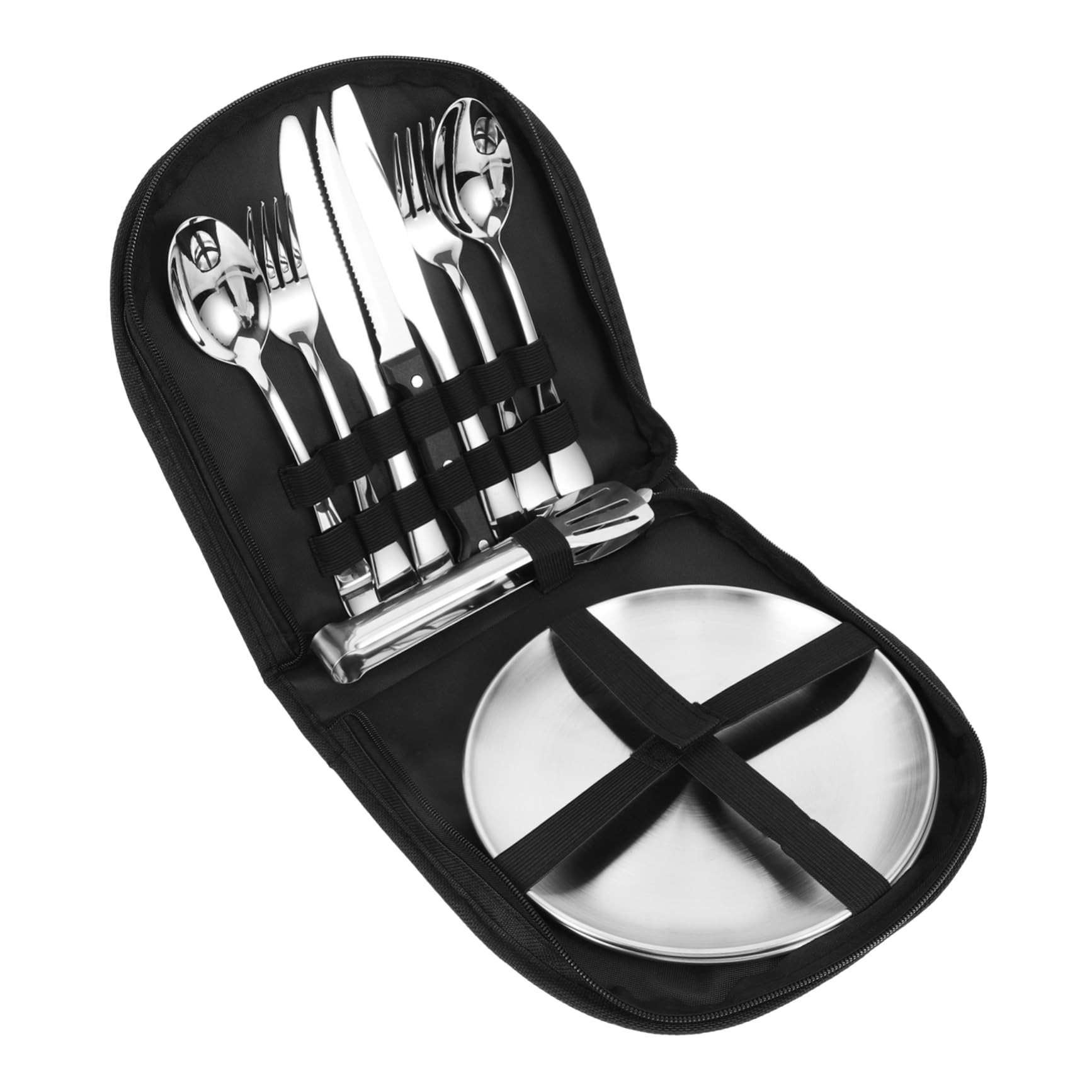 Toddmomy Acier Inoxydable Ensemble de Couverts de Camping, Paquet de Rangement, Compact et Portable, pour Pique-niques et Barbecues