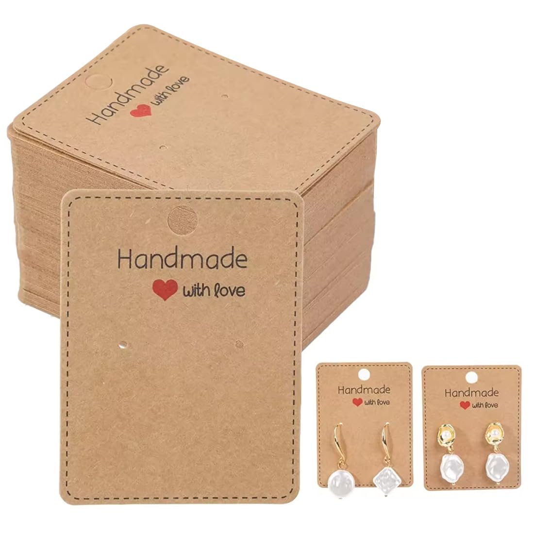 100 cartoncini rotondi in cartone per esporre orecchini, etichette in carta kraft vuote per appendere gioielli e vendere