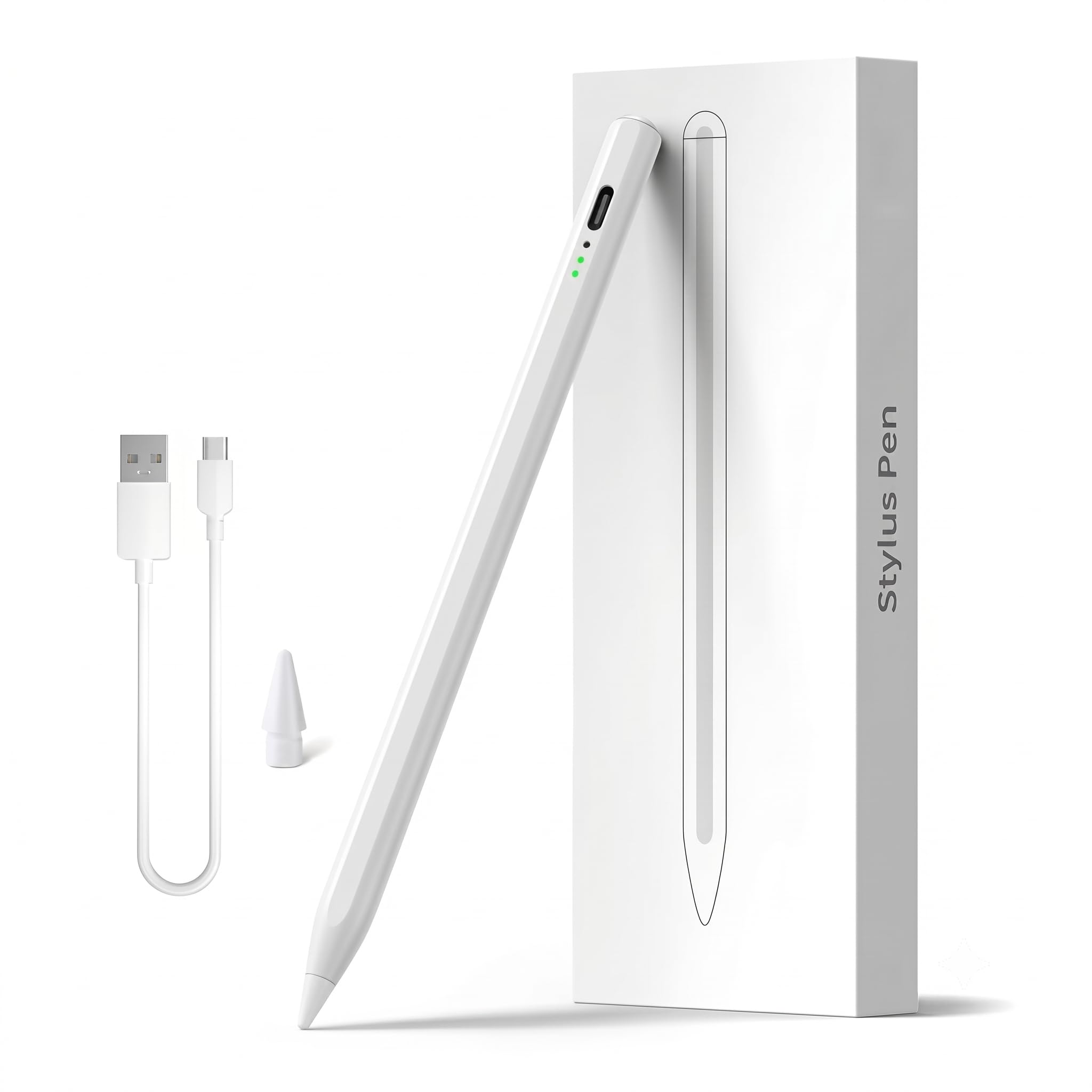 Stylus Pen for iPad 2018-2026 (Palm Rejection Not Supported) & Tilt Sensitivity | Fast Charging Magnetic Pencil Compatible with iPad Pro, Air, Mini & 6th-11th Gen Writing Drawing White A-image-11