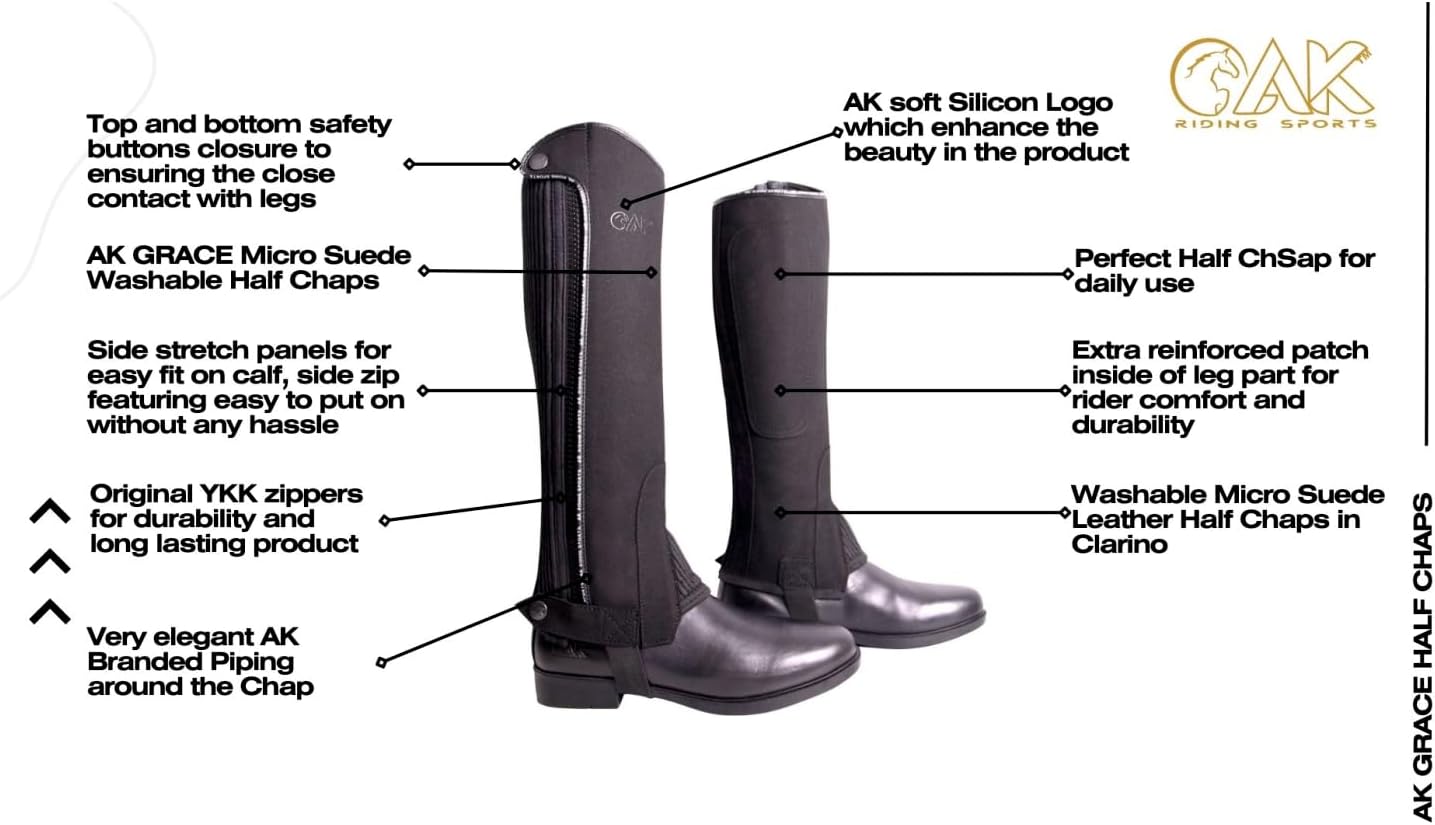 AK Grace マイクロスエード ウォッシャブル 乗馬 ハーフチャップス AKRS-1950