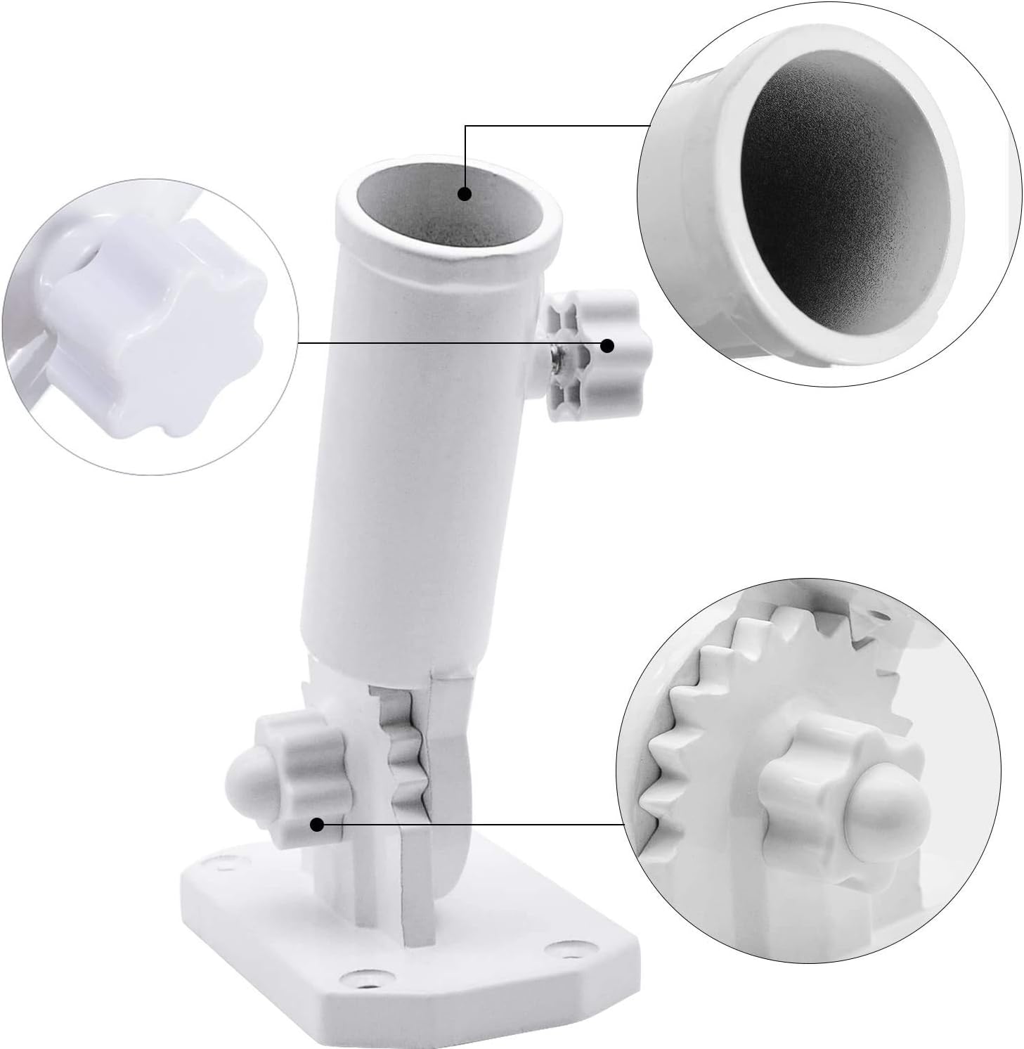 Multi-Position Flag Pole Bracket Heavy Duty Wall Mount Flag Pole Holder with Screws, Made of Aluminum - Strong and Rust Free
