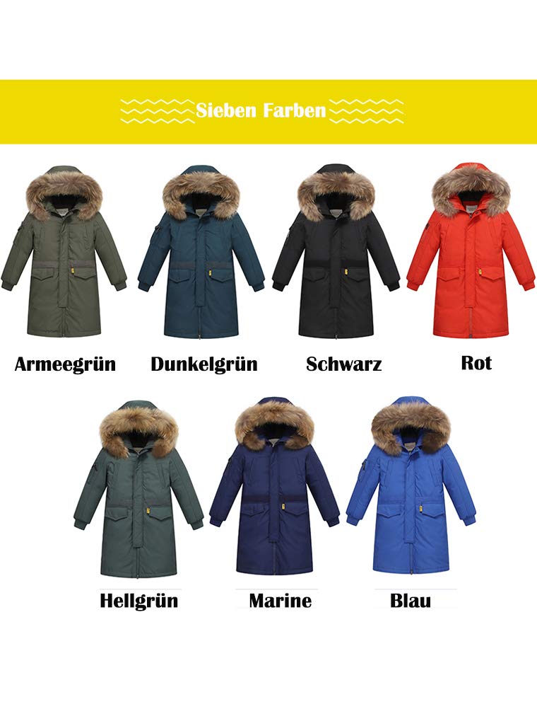 FTCayanz Enfant Garçon Manteau d'hiver Chaud Blouson Mi-Longue Doudoune avec Capuche Fourrure Epais Parka