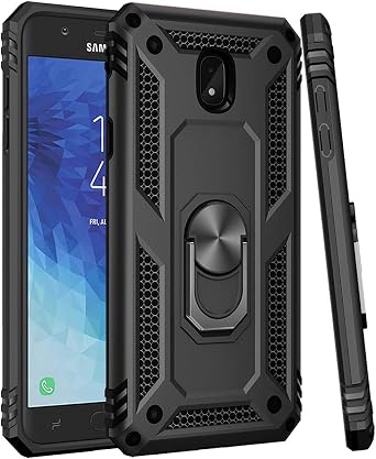 Case for Galaxy J7 2018 Case, J7 Refine Case, J7 Star Case, J7 Crown Case, J7 V 2nd Gen Case,J7 Aura Case, Magnetic Car Ring Holder Mount Phone Cover Case for Samsung J7 2018 Black