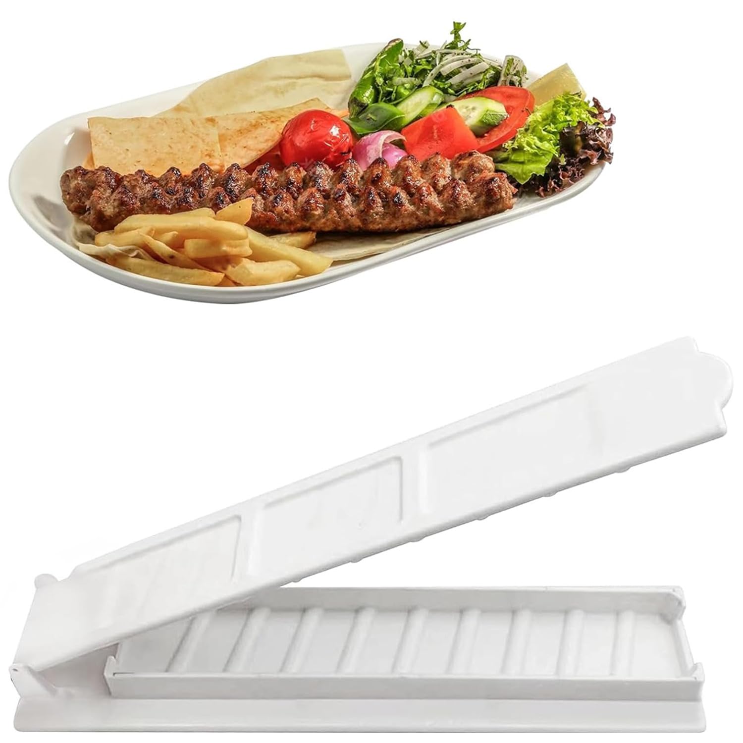 Kebab Maker, Press, Manual Kabob Plastic Machine, Bbq Tools, Turkish (White)