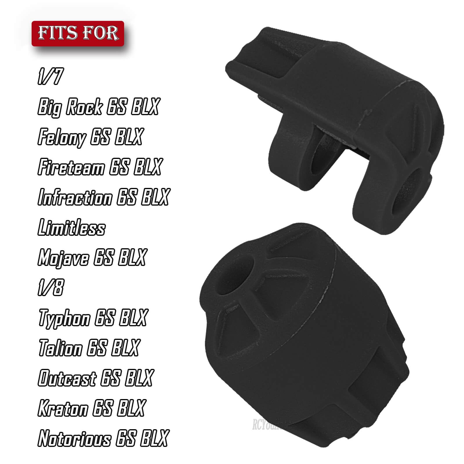 RCYouHott RC Upgrades Part Plastic Shock Cap Protector&Steel Shock Standoff for 1/8 Kraton Outcast Typhon Notorious Talion 6S BLX,1/7 Mojave Infraction Felony 6S BLX Limitless,Black