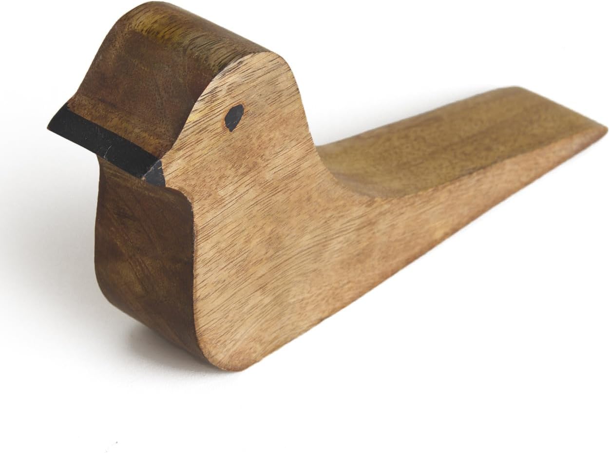 Esplanade Mango Wood Door Stopper – Wooden Door Wedge, Cute & Functional Home Décor Item (Mango Wood Bird Stopper)