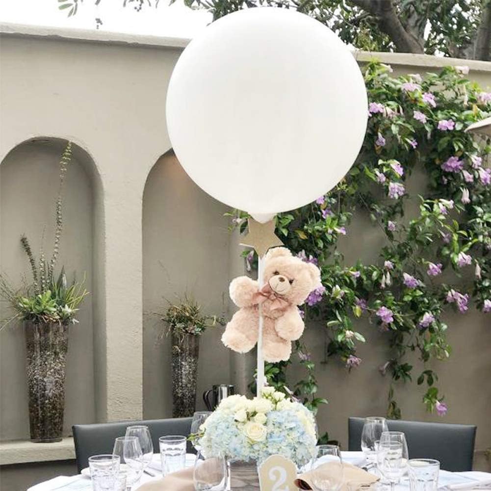 10 Pcs Round Balloons 24 inch Latex Balloons Large Thick Balloons Reusable Giant Balloons Opaque Biodegradable Balloons White Celebration Balloon for Wedding Birthday Party Festival Event Decoration - Image 5