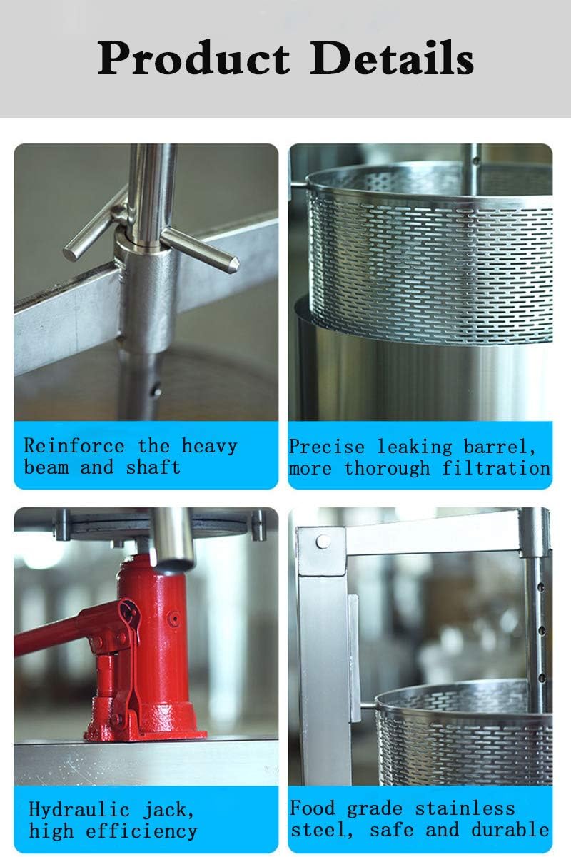 INTSUPERMAI Fruit Presser Stainless Steel Fruit Crusher Wine Making Kit Fruit Crusher Juicer Press Juice Making for Apple Grape Fruit Wine Apple Press 20L