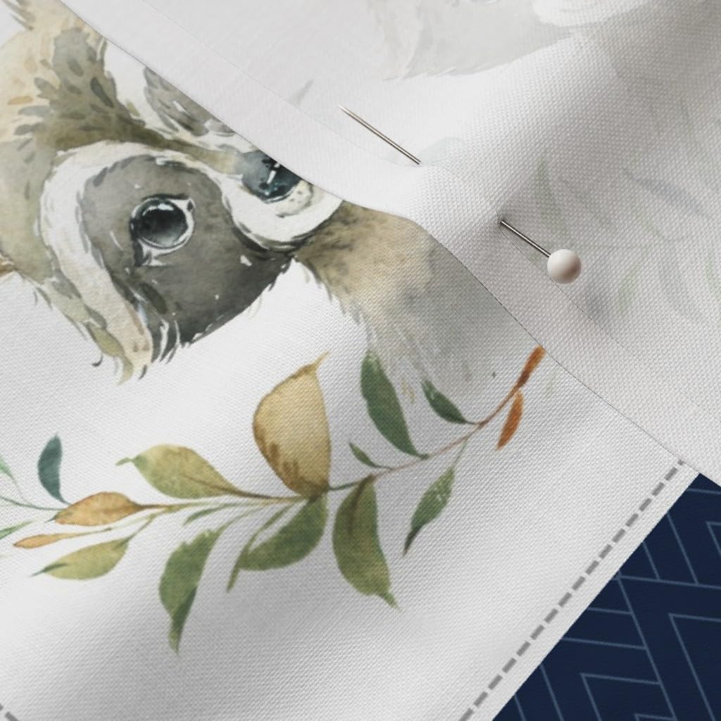 Spoonflower Fabric - Woodland Quilt Patchwork Baby Boys Woodland Nursery Navy Blue Gray Printed on Petal Signature Cotton Fabric by The Yard - Sewing Quilting Apparel Crafts Decor