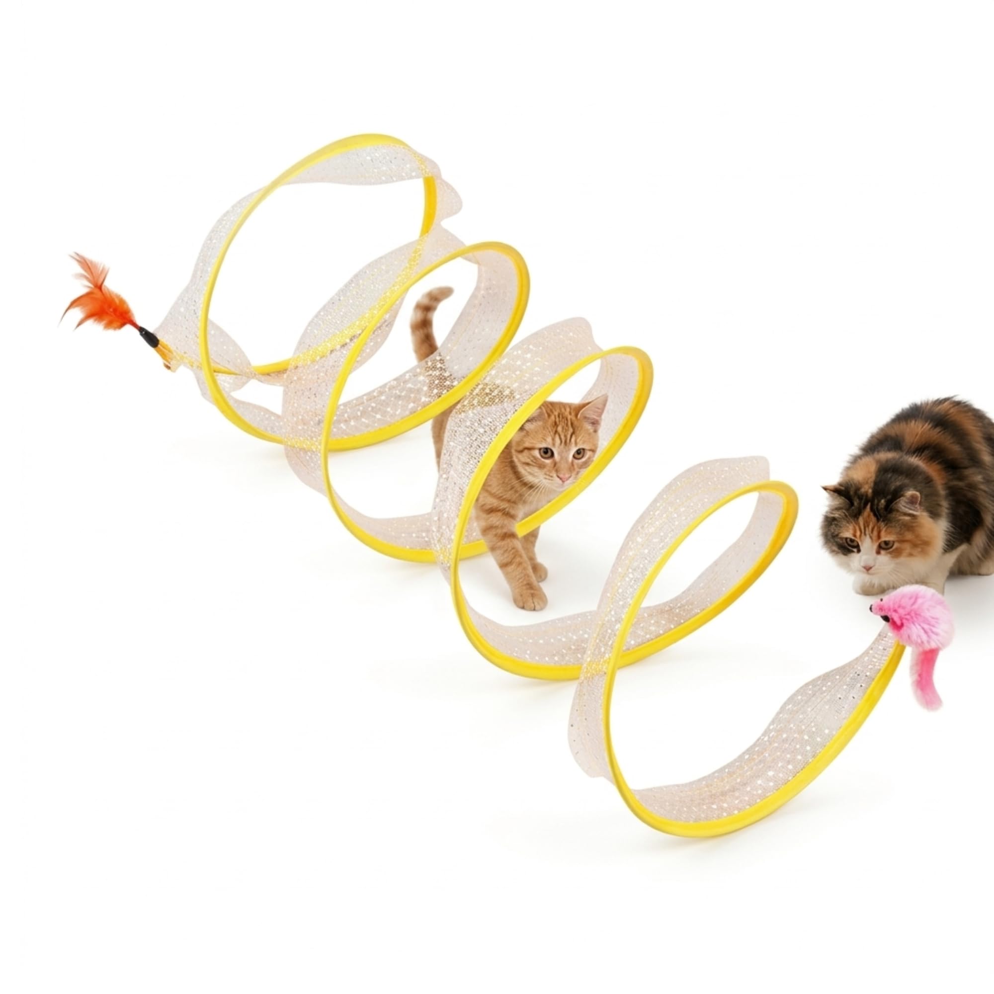 Cat Toys Cat Tunnel Pet Tube Collapsible Play Toy Indoor Outdoor Kitty Puppy Toys for Puzzle Exercising Hiding Training Toy (2 Way, Medium)-image-45