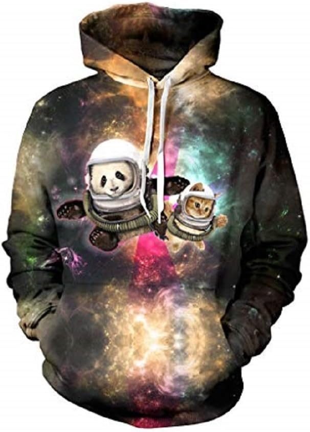 CHICOCO Unisex Galaxy Animal Digital Printed Winter Jogging Active Hoodies Outwear,Animal Galaxy,X-Large Apparel