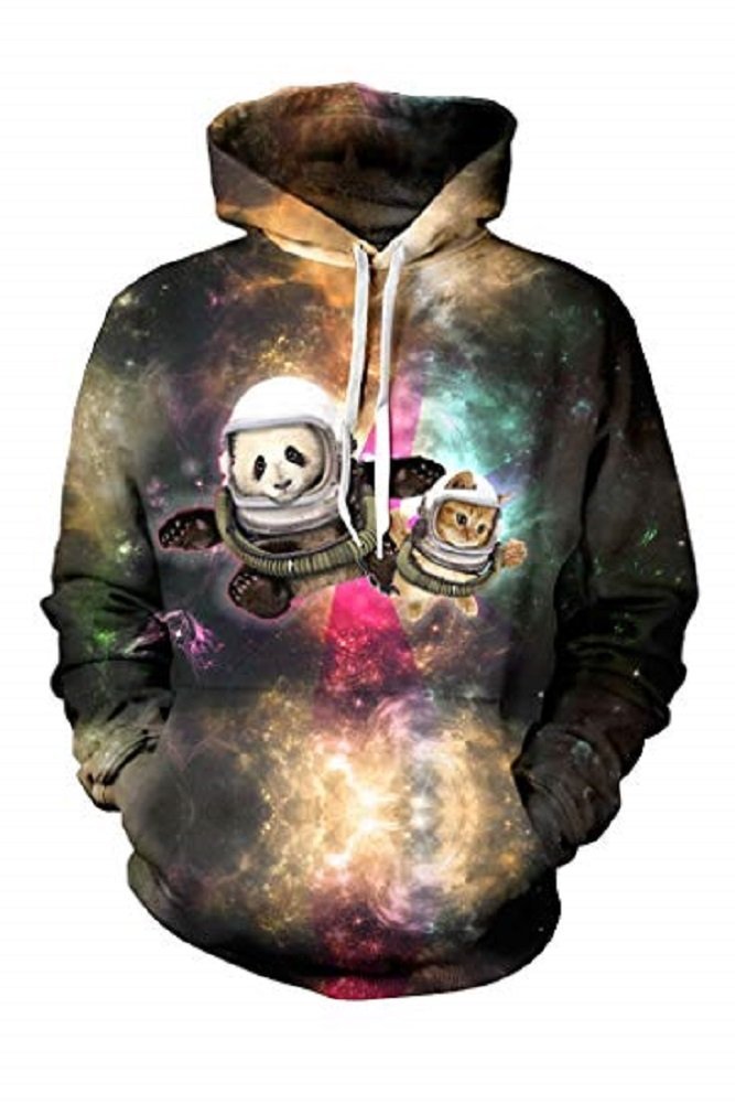 CHICOCO Unisex Galaxy Animal Digital Printed Winter Jogging Active Hoodies Outwear,Animal Galaxy,X-Large Apparel