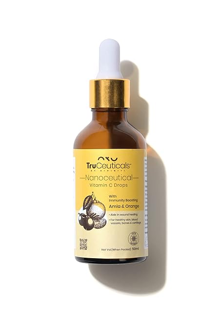 TruCeuticals Nanoceutical Vitamin C Liquid Drops | Nutraceutical | Healthy Skin | Shinning Hair | Amla, Orange, Kiwi | No Heavy Metals | No Sugar | Adults & Kids | Ayush Certified | 50 Servings