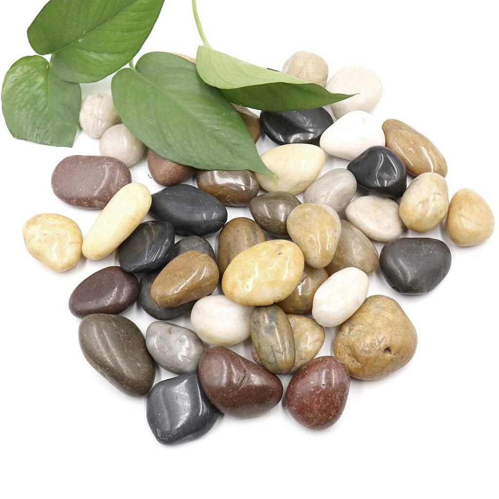 OhhSome 1KG Polished Colored Stone Pebbles Pebbles for Plants, Fairy Gardens, Décor, Landscaping, Succulent, Terrarium, Decorative, 100% Natural Colorful Stone Pebbles, Multicolored Rocks