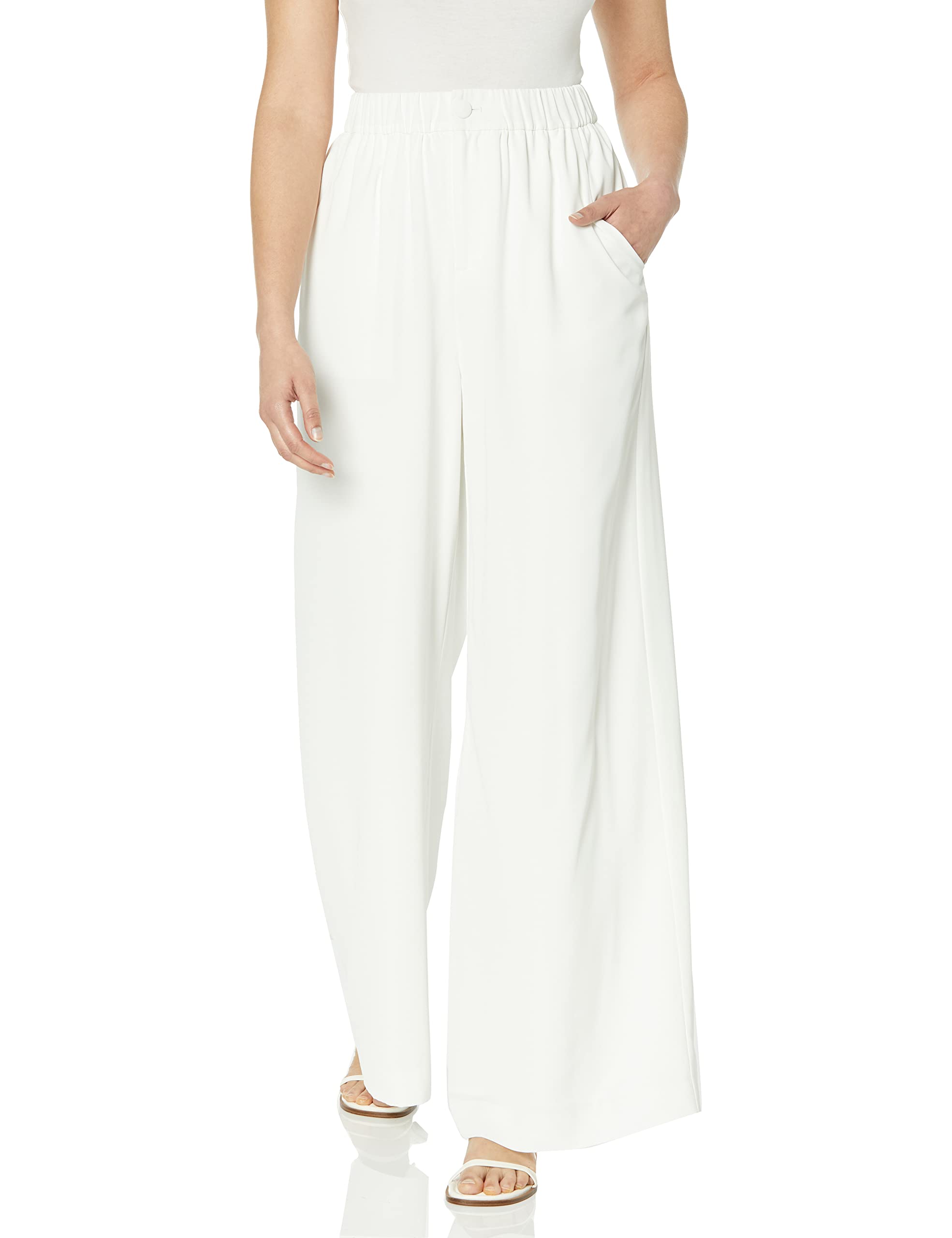 The Drop Womens Snow White Silky Pull-On Pants by carolinecrawford