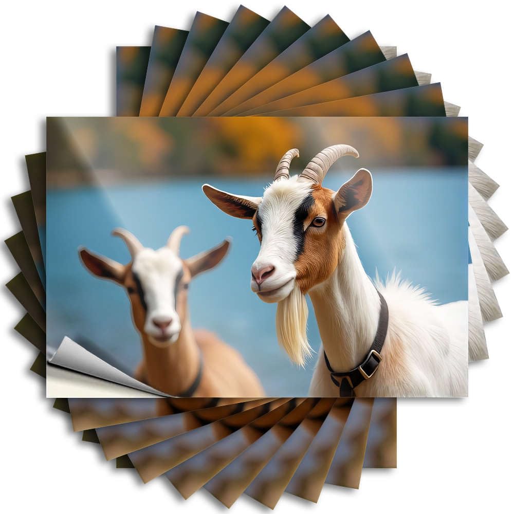 Fzfn Colour Tattoos - Western Bathroom Hard Two Goats Standing By A Lake For Christmas Cottage(8X12cm)