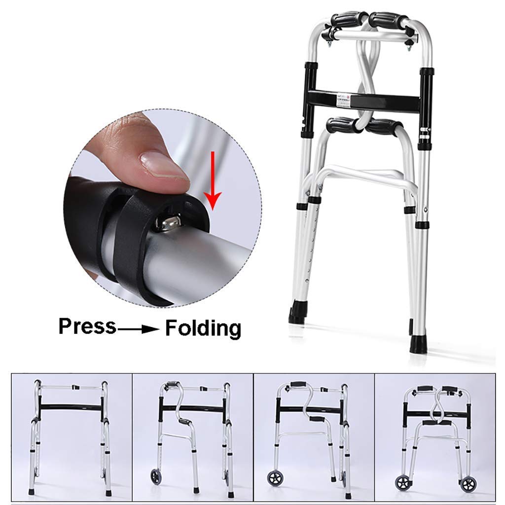 Aluminiowa składana pomoc do chodzenia, Rollator, chodzik 2 w 1 z siedziskiem PU i kołami, dla starszych chodzików 3-kołowych Present