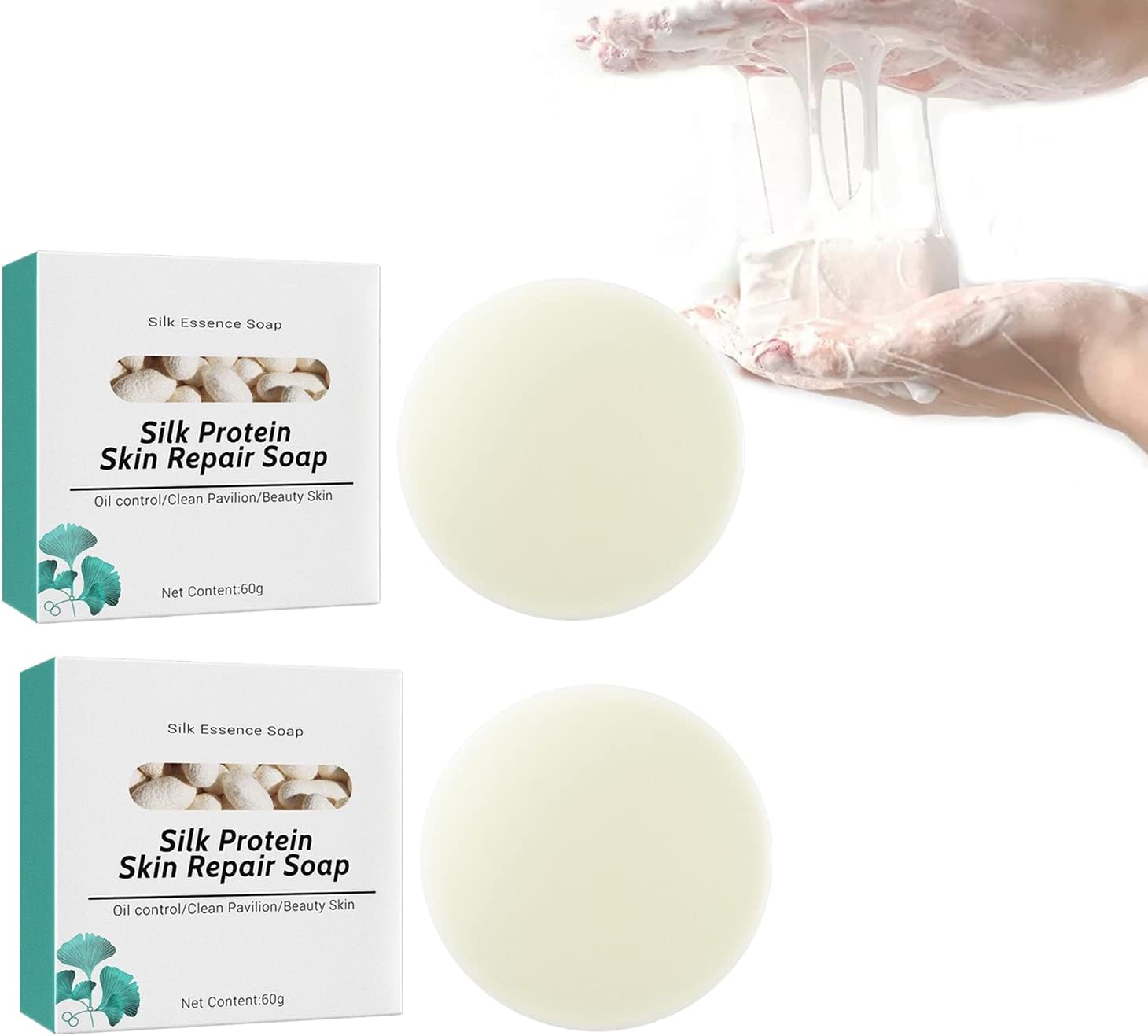2PCs SkinFerm Collagen Milk Whitening Soap, Silk Protein Skin Repair Soap, Exfoliating and Brightening Soaps for Dull, Uneven Skin, Smooth And Soft Complexion for Face & Body