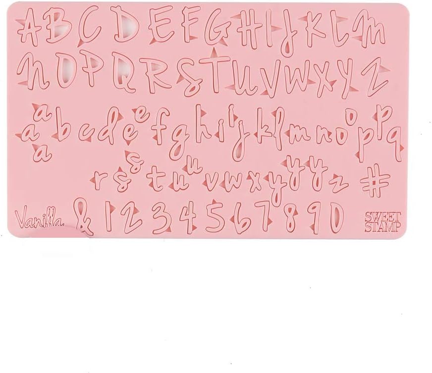 Sweet Stamp by AmyCakes Plastic Vanilla Numbers, Symbols and Letters in Uppercase and Lowercase, for Embossing Cakes