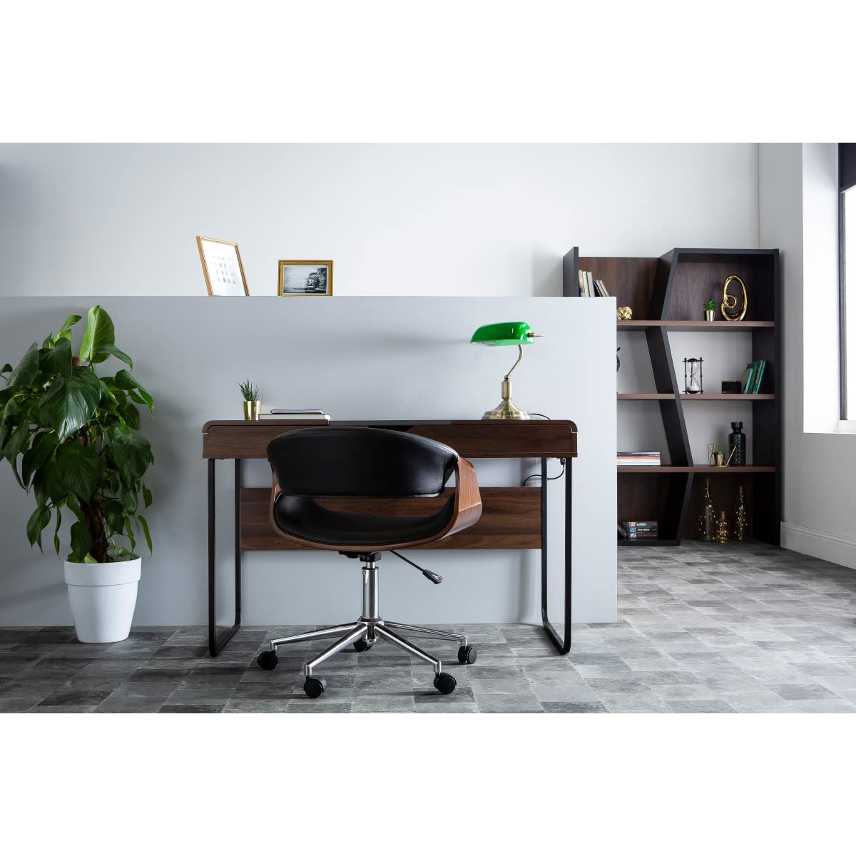 Miliboo Fauteuil de Bureau Design Noir et Noyer Aramis
