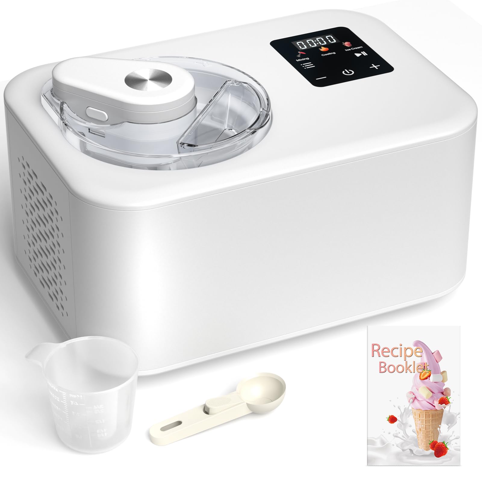 Sorbetiere Turbine a Glace avec Compresseur 1,2L, Sorbetière Electrique Auto-refroidissan, Machine a Glace pour Faire Sorbets/Crème Glacée/Gelato