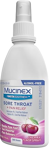 Vista 21 de Mucinex Instasoothe Kickstart - Alivio del dolor de garganta, el aerosol anestésico de garganta comienza a funcionar en contacto, medicamento