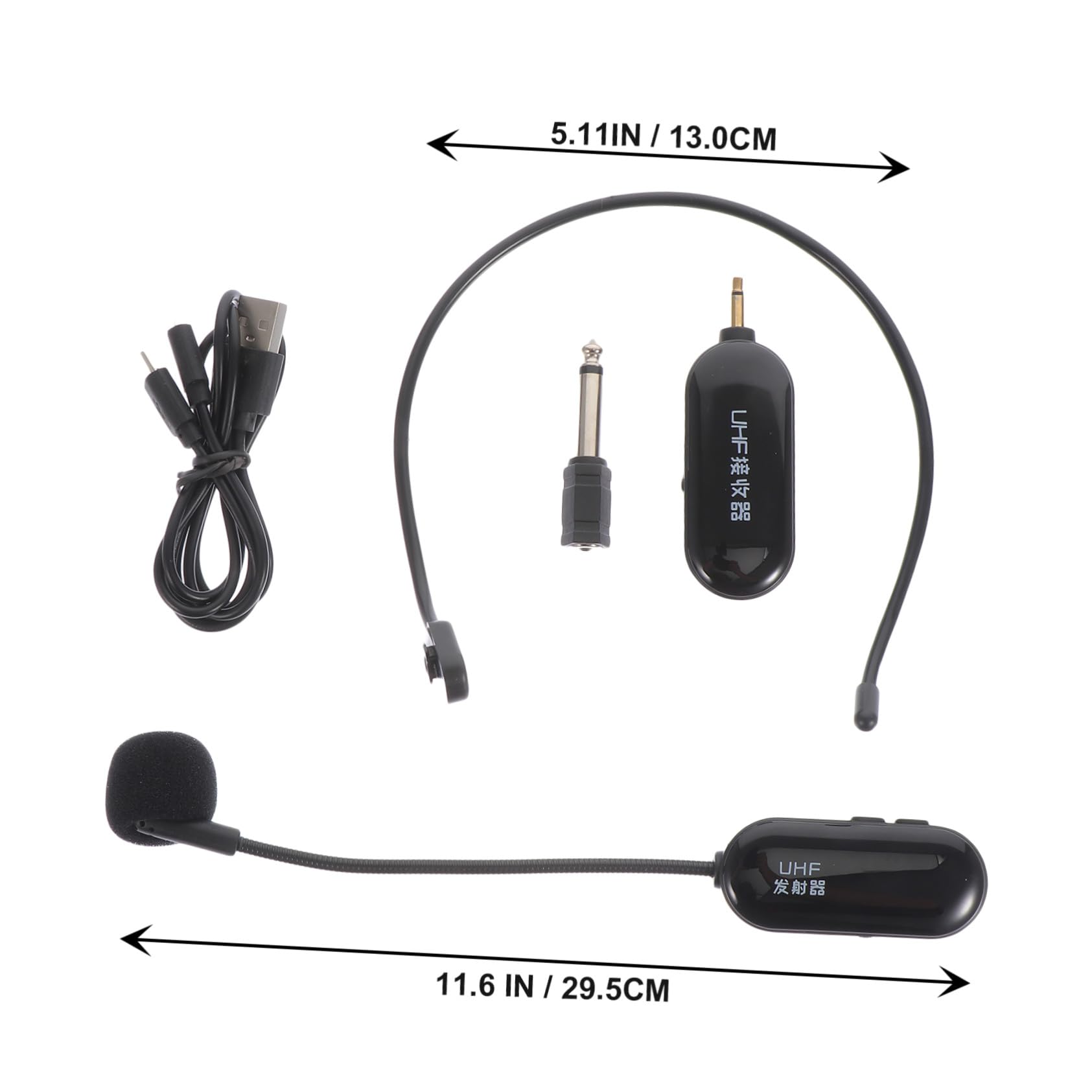 Mikikit Micrófono Inalámbrico Pequeño UHF Negro Ligero Conexión sin Cables para Enseñanza y Artes Escénicas, Batería 500mah-800mah, Alcance 50 Metros