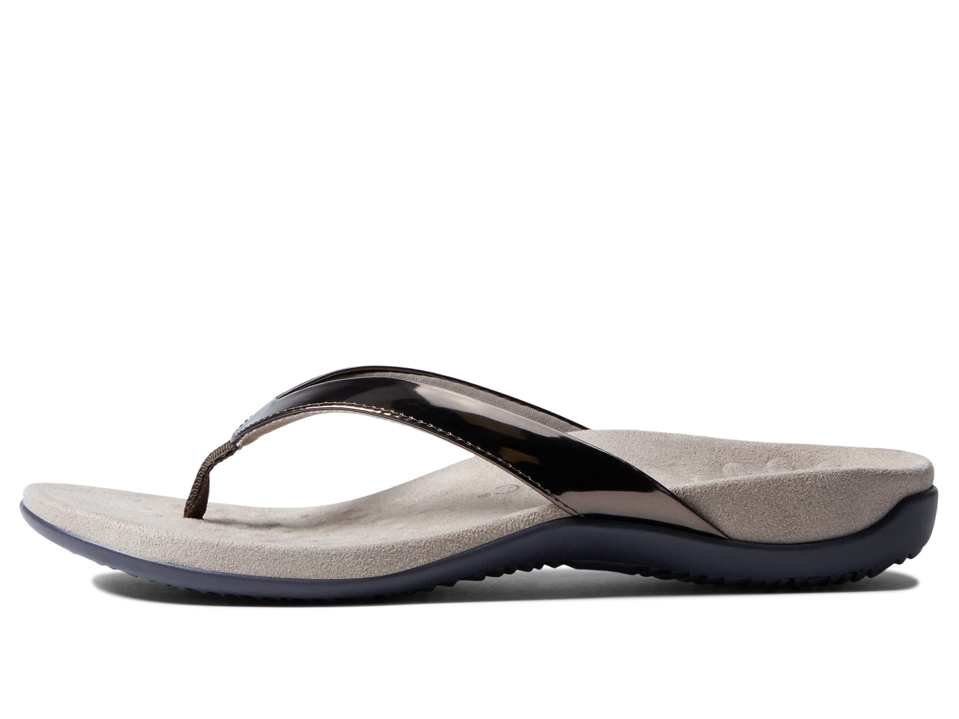 Vionic Dillon Women's Toe-post Supportive Sandal Pewter Mirror - 8.5 Wide, Pewter Mirror, 8.5 Wide