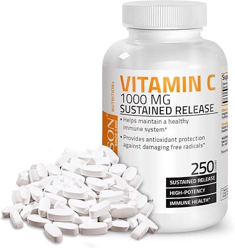 Bronson Vitamin C 1000 mg Sustained Release Premium Non-GMO Ascorbic Acid 250 Tablets