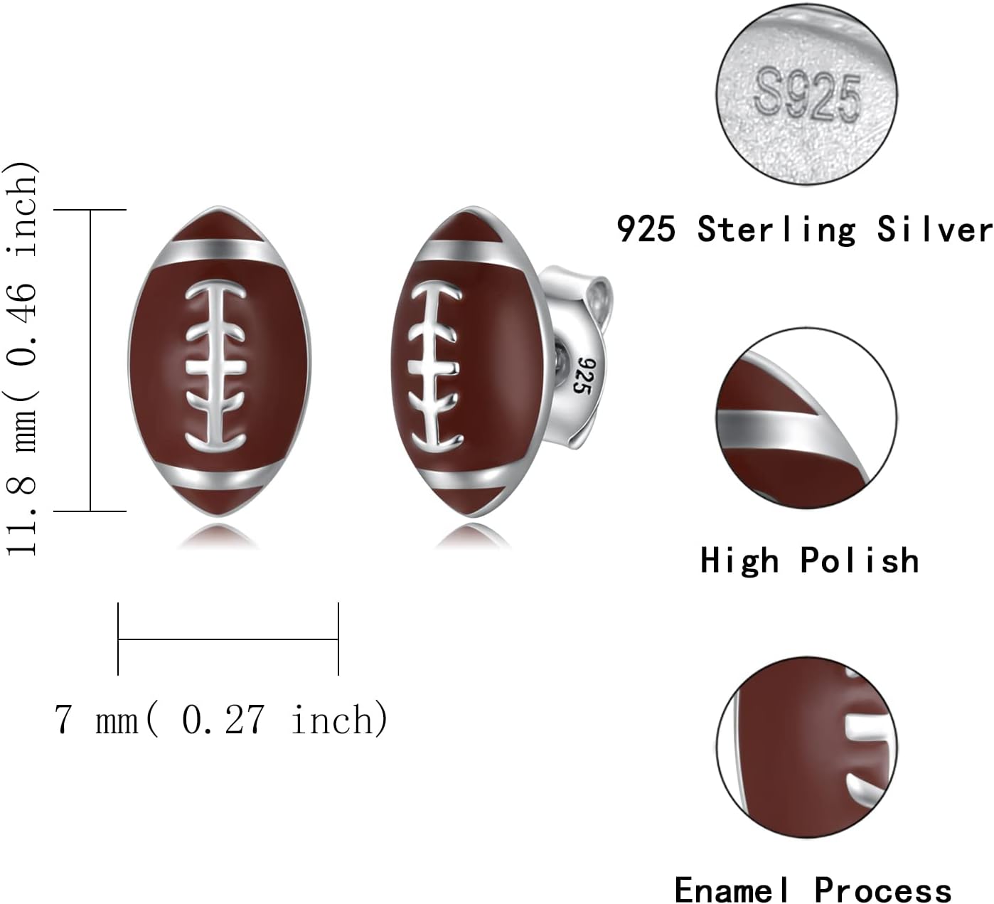 Sterling Silver Football BaseBall Softball Basketball Soccer Stud Earrings Hypoallergenic Sports Jewelry Gifts for Women Sports Lovers - Image 6