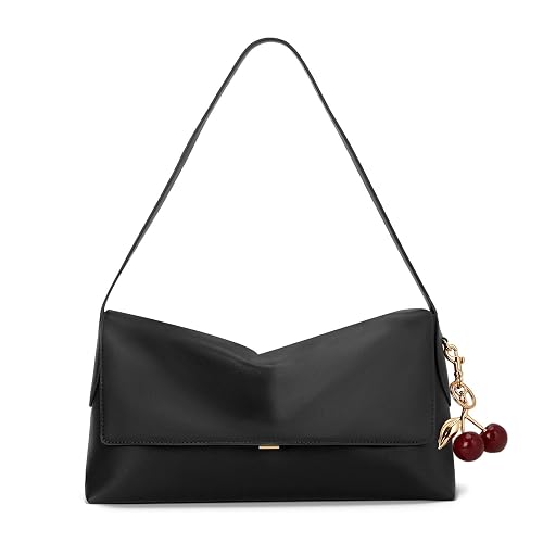 Hobo Bag for Women Vintage Large Shoulder Bag Faux Leather Cherry Handbag | Soft Leather with Cherry Pendant