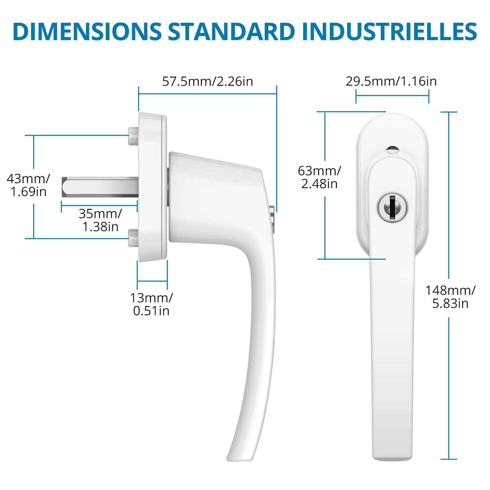 AUTOUTLET 10PCS Poignées de Fenêtre en Aluminium Blanc Poignée de Porte de Balcon Windows avec 8PCS Vis Convient à Toutes Les Fenêtres et Portes de Balcon Courantes