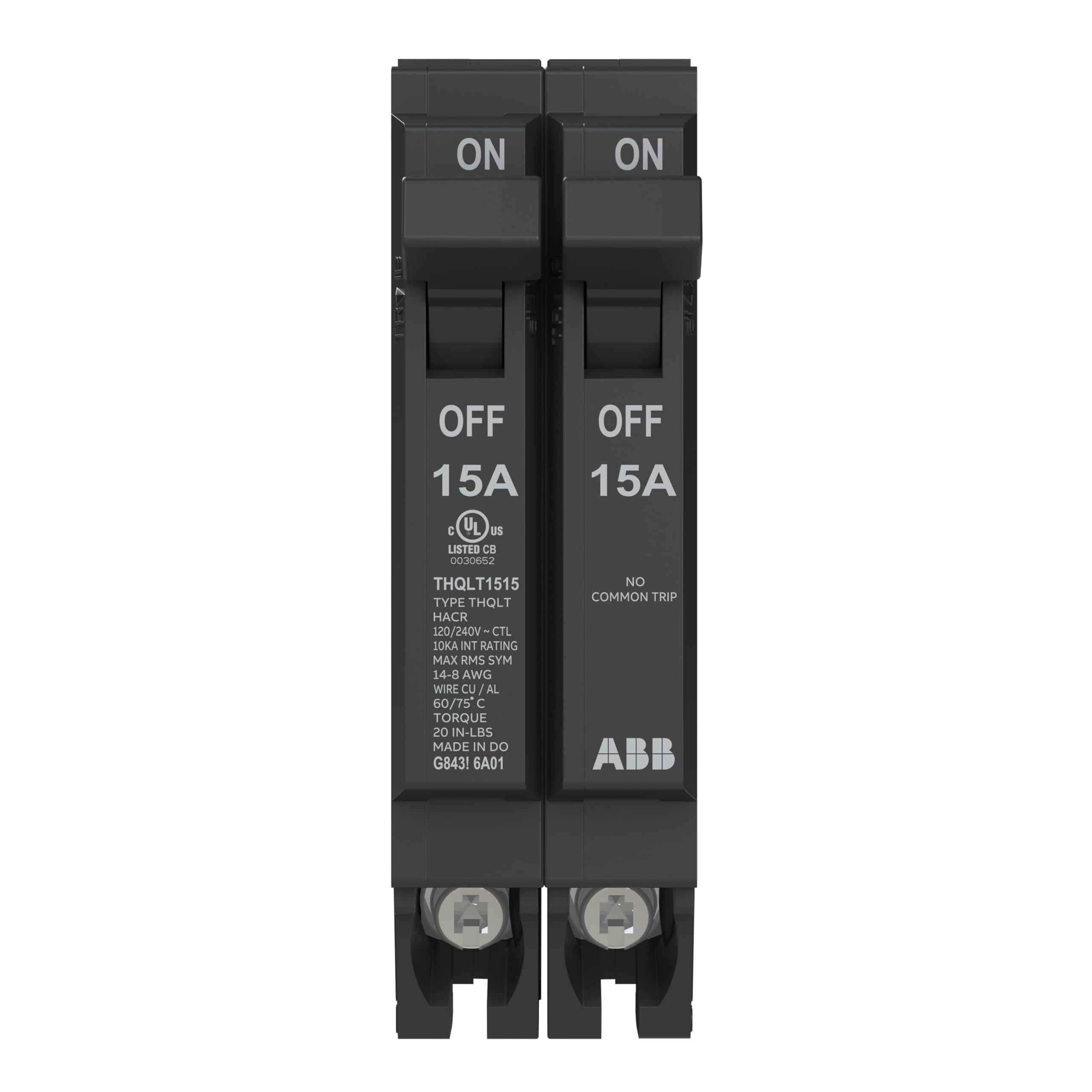 ABB Q-Line® Tandem Circuit Breaker • 15A/1P Configuration • 120/240 VAC