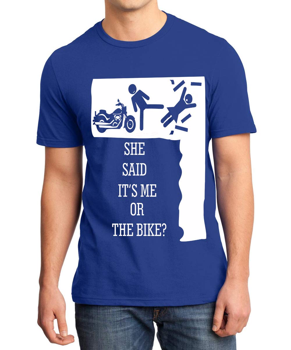 CaseriaMen's Round Neck Cotton Half Sleeved T-Shirt with Printed Graphics - She Said It's Me Or Bike