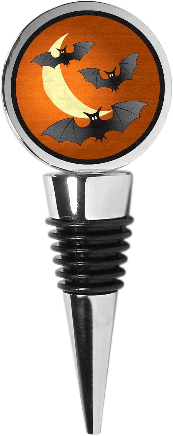 Siskiyou Bats and Moon Wine Stopper, One Size, Chrome