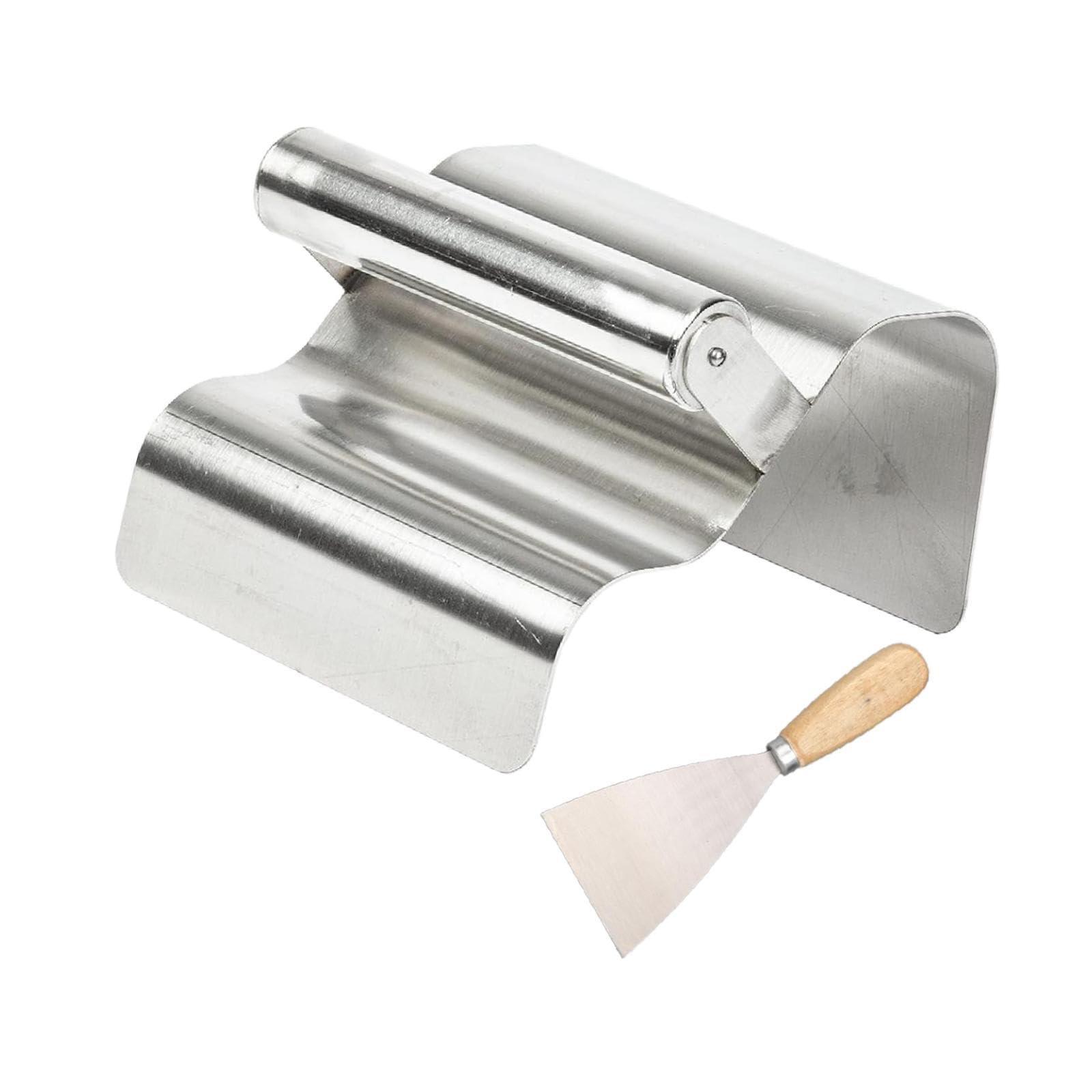 Fenteer Paleta para Bordillos de Paisajismo, Herramienta Portátil Ideal para Trabajos con Cemento Y Masilla, Onda de Plata