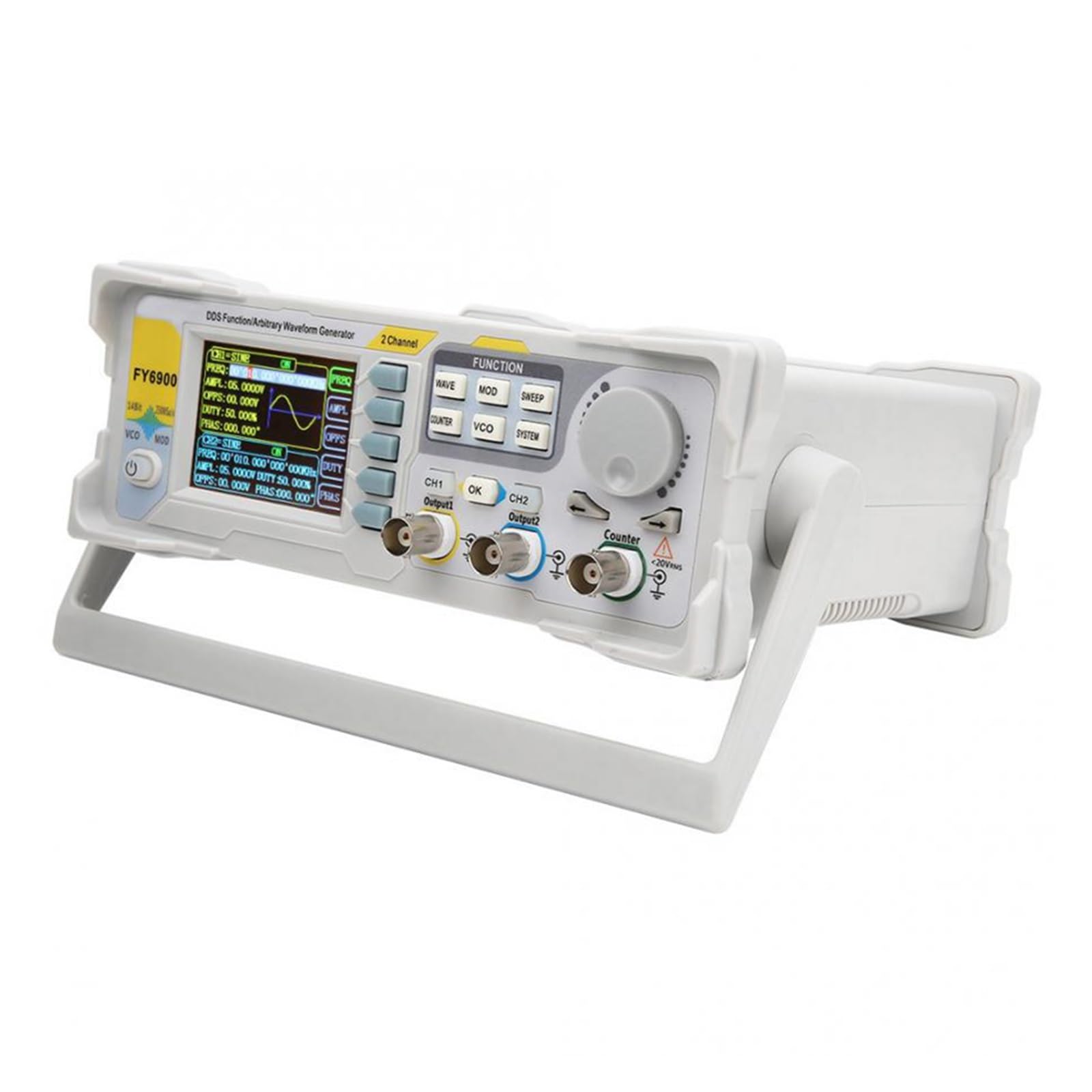 Generador de señales con función DDS FY6900 de 20/30/40/50/60/80/100 MH/z, generador de Forma de Onda arbitraria de Doble Canal, Fuente y Contador de frecuencia(FY6900-20M)