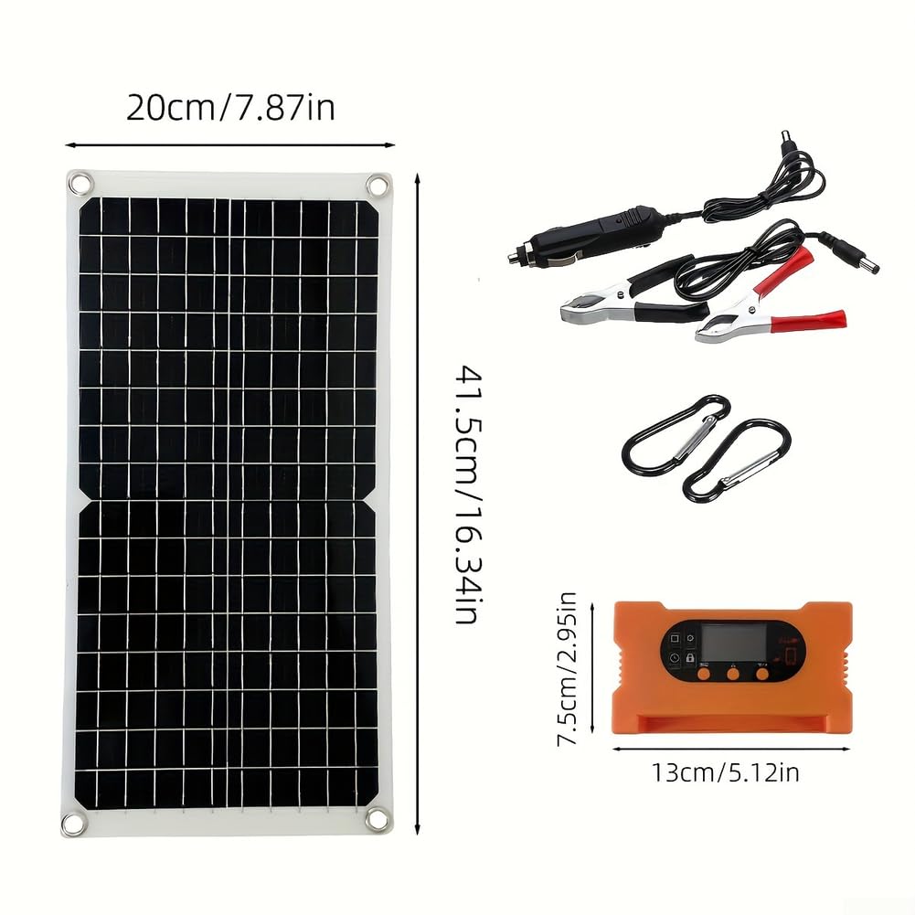 Panel solar portátil de 40 W con controlador de carga rápida, salida USB-C monocristalina para camping, senderismo, aventuras al aire libre, diseño compacto resistente a la intemperie