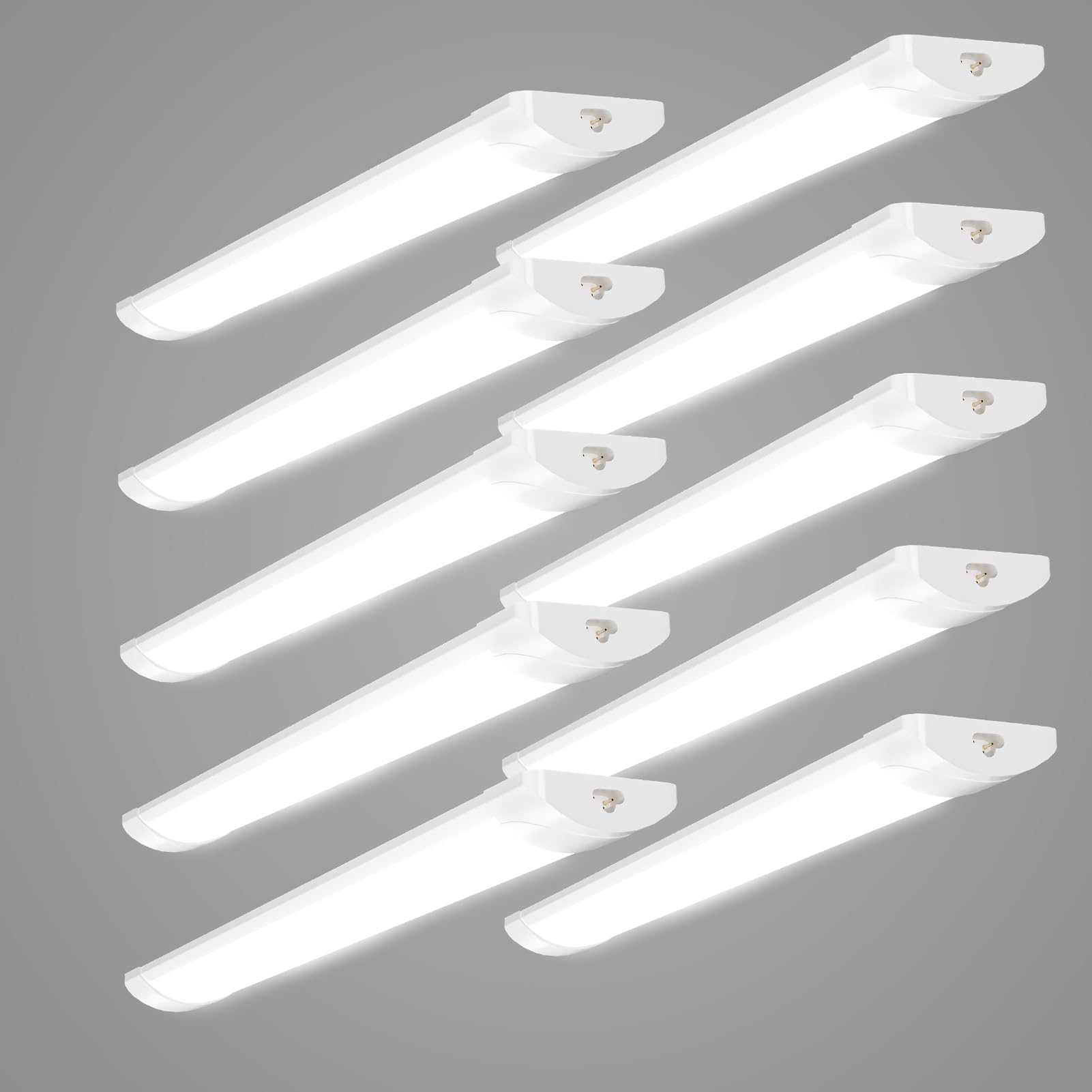 Hondony 10Pack 3FT Led Batten Light, 30W Surface Mounted Ceiling Light Cool White 6500K 4800LM 180°Beam Angle Tube Lights for Shop, Office, Living Room, Garage, Warehouse, Kitchen