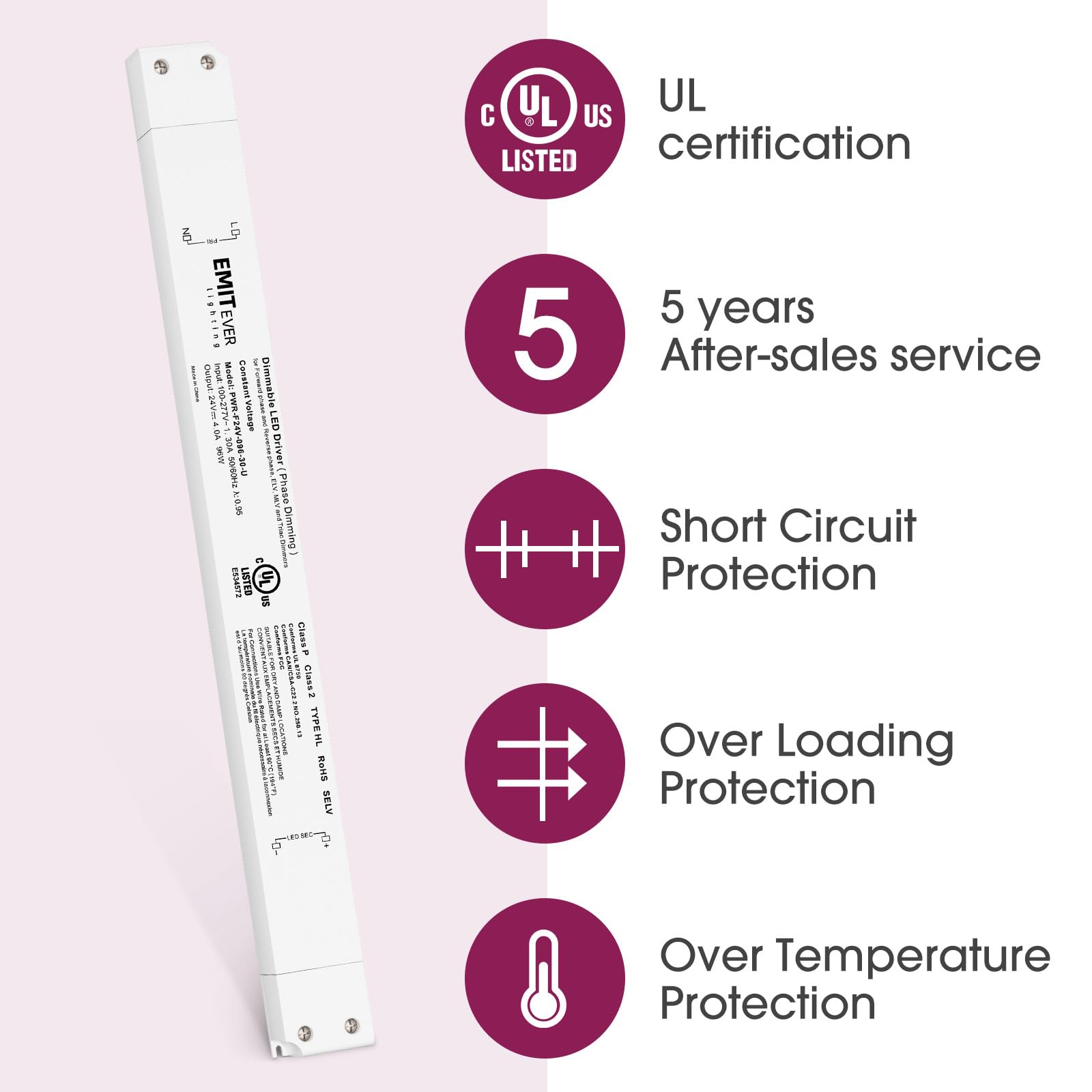 EMITEVER Dimmable Led Driver, 300W AC 110V-277V To DC 24V Transformer, Dimmable Power Supply,5-in-1 Dimming: ELV/MLV/TRIAC / 0-10V / 1-10V / 10V PWM/ Potentiometer, Waterproof IP67