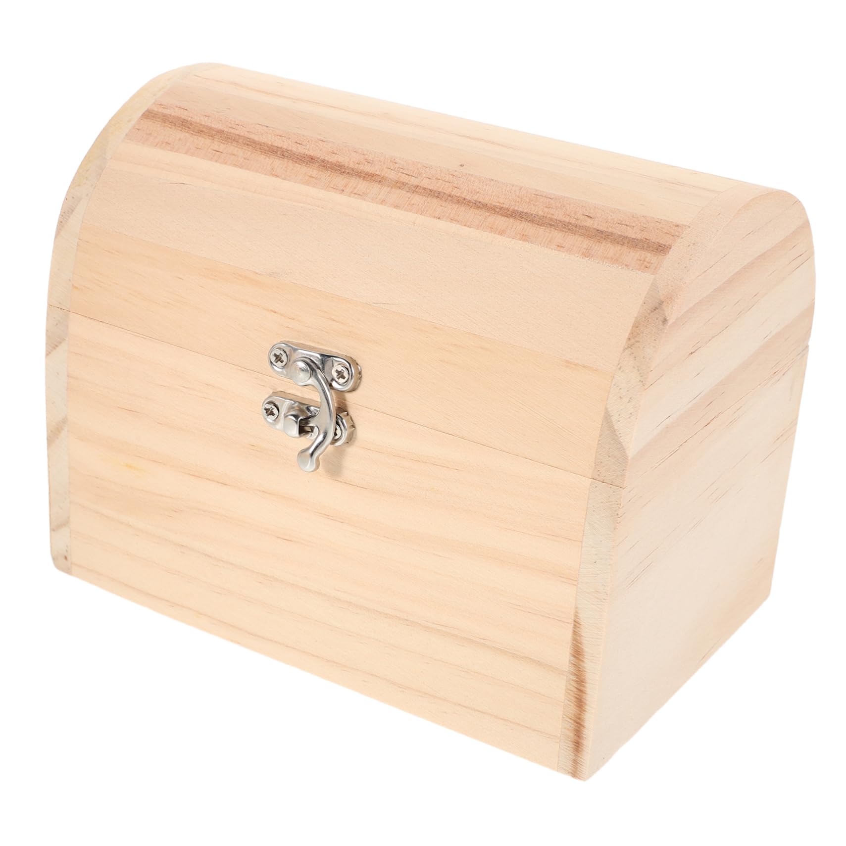 Homoyoyo Wooden Treasure Chest Unpainted Jewelry Storage Box Arched Design for Craft Projects Vintage Keepsake Organizer for Home Decor and Personalization