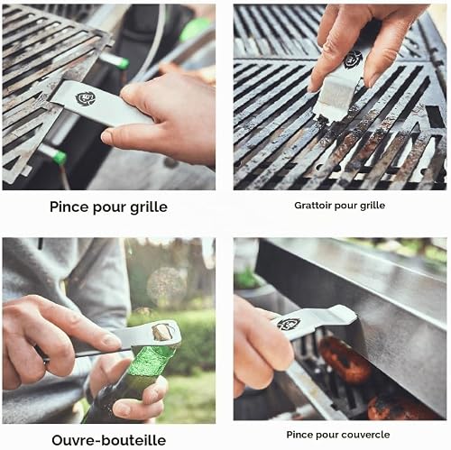Griglia da Campeggio 2 Bruciatori BURNHARD® 6,4 kW, Sistema FitnFire™, Acciaio Inox, 500°C, Compatta, Leggera, con Multitool, Borsa da Trasporto – JONES Griglia Pieghevole - 6