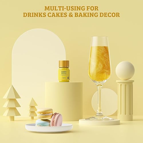 Miniatura 9 de Jelife Purpurina comestible verde para bebidas, 0.18 oz de polvo de purpurina de grado alimenticio, espolvorea con purpurina comestible para