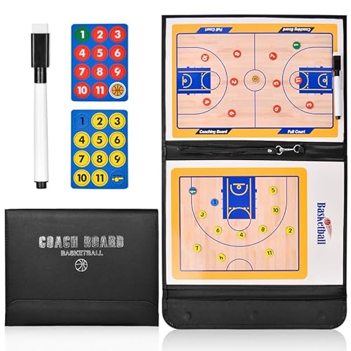 flintronic Taktiktafel Basketball, Basketball Taktiktafel Klappbar Trainermappe, Basketball Taktikmappe, Basketball