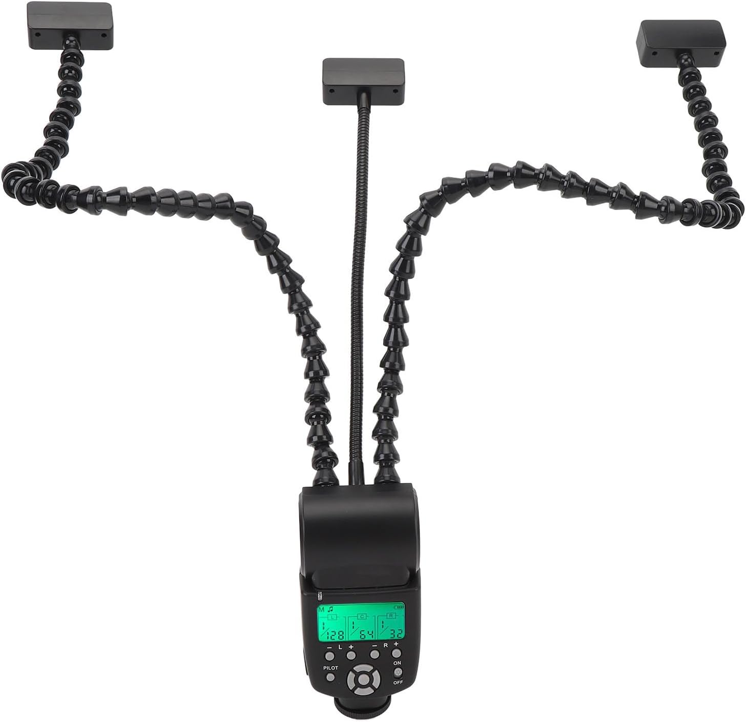 Camera Macro Flash Light, 5600K Flexible 3 Head Camera Flash with LCD Screen 8-Level Brightness Control, Adjustable Arms, Portable Camera Macro Arm Light