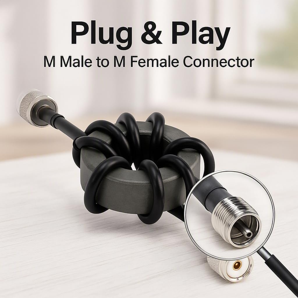 ZP614 EM43 Shortwave Choke Magnetic, 1.8 to 30MHz High Frequency Radio Anti Interference 1: Current Balun, with M Male to M Female Connector, for Shortwave RF Testing
